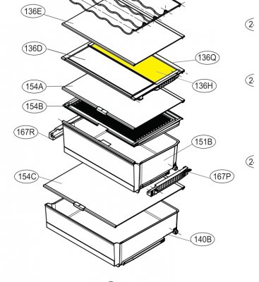 MHL64391901 Hylla bakdel Shelf,Refrigerator