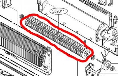 5901A20017B Fläkthjul / FAN ASSEMBLY,CROSS FLOW